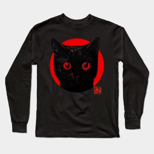 cat face in red Long Sleeve T-Shirt